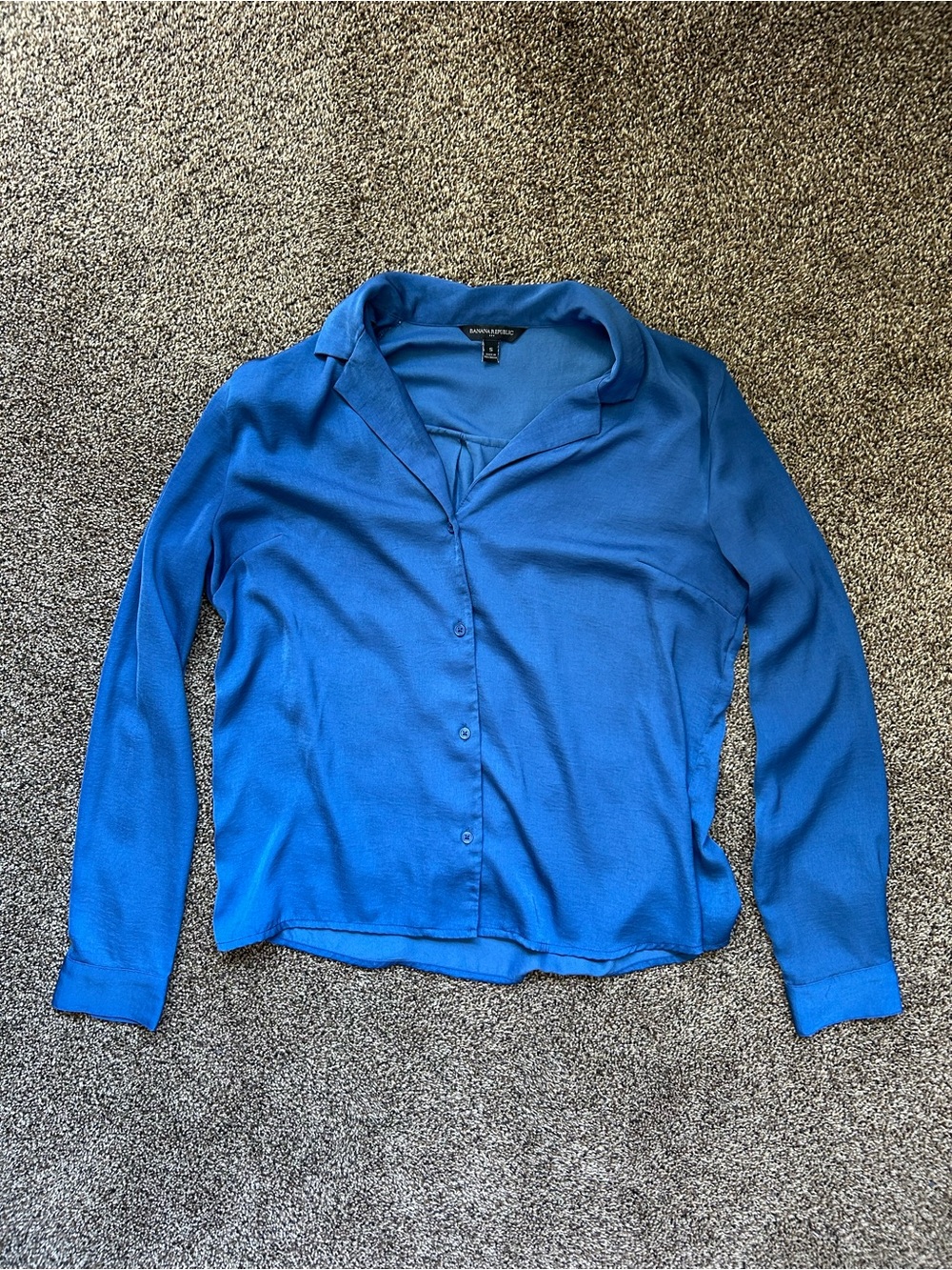 Banana Republic Royal Blue Button-Down Collared Shirt Satin
